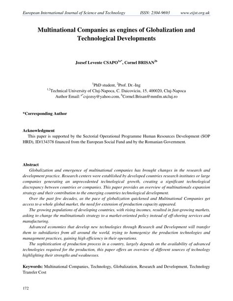 engines of globalization|(PDF) Multinational Companies as engines of .